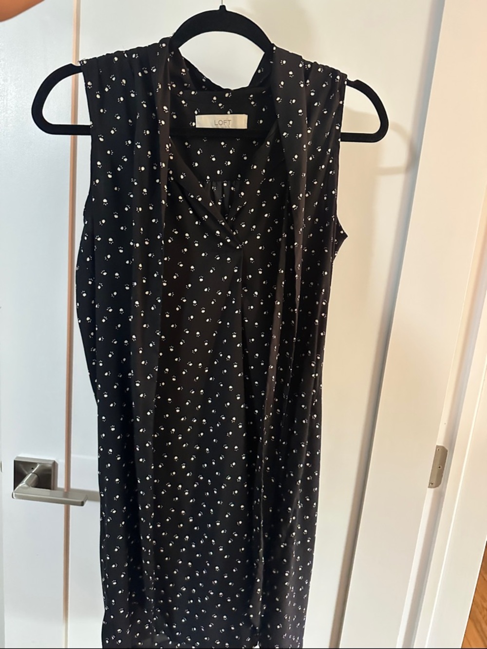LOFT Black Sleeveless Mini Floral Print Dress Size S